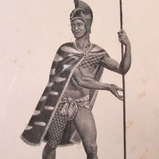 hawaii_warrior_in_kings_dress_with_classic_feather_cape___c1838_plate_13_rare_1_thumb2_lgw